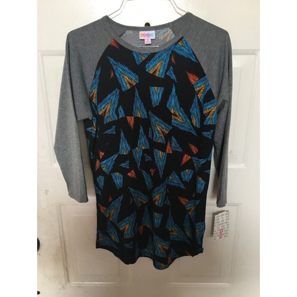 LulaRoe Randy Top Blouse Shirt Black Blue Grey Orange Small Free Shipping NWT